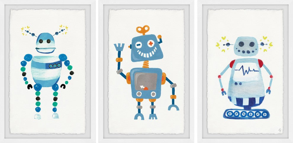 Happy Robot Triptych, 48"x24"