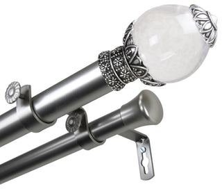 Glossy 1" Double Curtain Rod, Satin Nickel, 66-120"