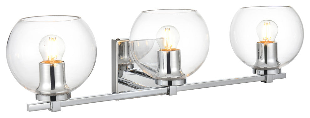 3 Light Chrome And Clear Bath Sconce