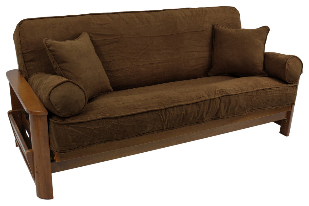 Solid Microsuede Full Futon Cover Set, Chocolate