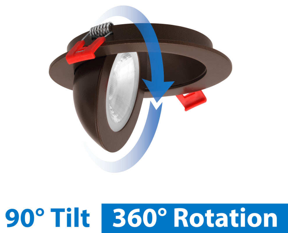 DGF 4" Selectable Canless Floating Gimbal LED Recessed Downlight, Oil-Rubbed