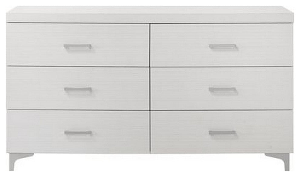 Benzara BM262110 Dresser With 6 Drawers and Bar Handle, White