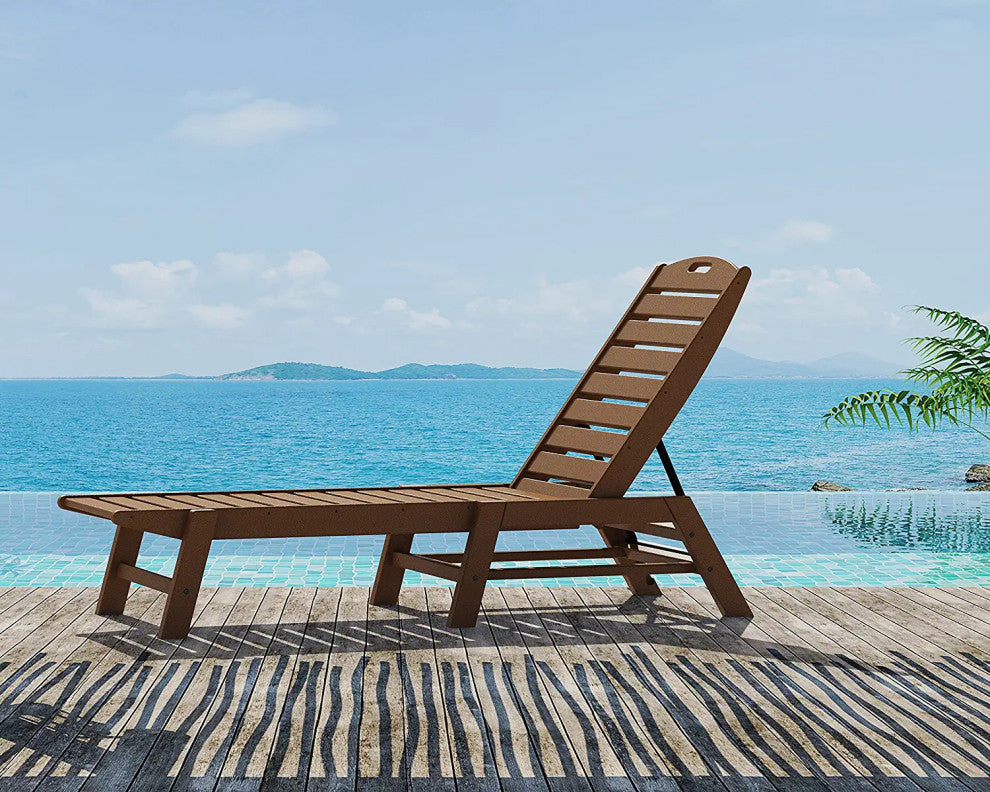 Durable Outdoor Chaise Lounge, Weatherproof Slatted Seat & Minimal Maintenance, Teak