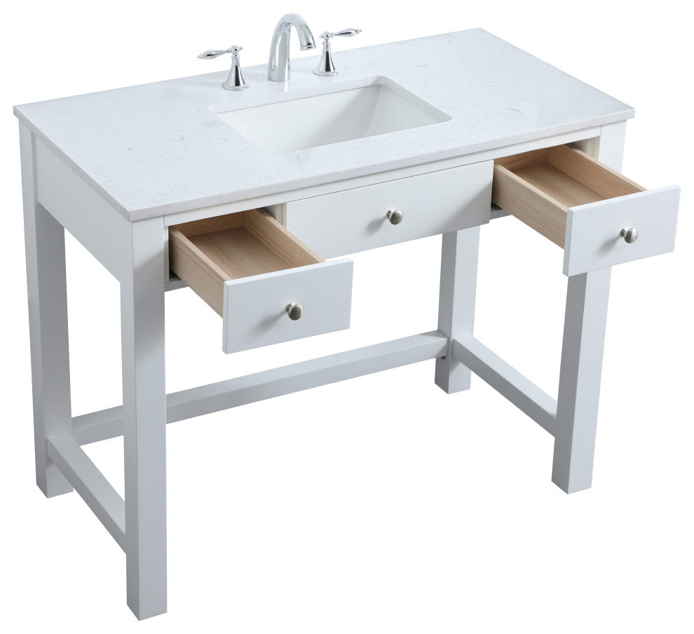 42" ADA Compliant Bathroom Vanity, White