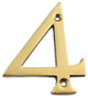 3" Brass Numeral, 4, Polished Brass