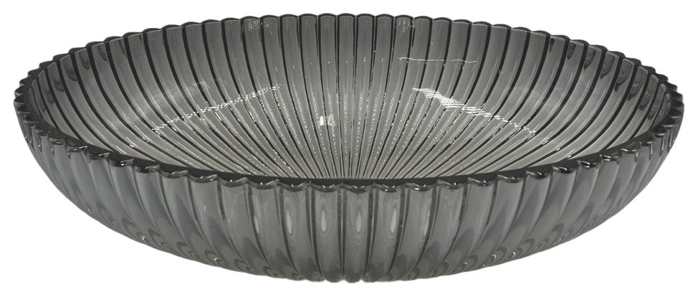 CastelloUSA Lucine Oval Glass Crystal Bathroom Vessel Sink Basin, Light Black