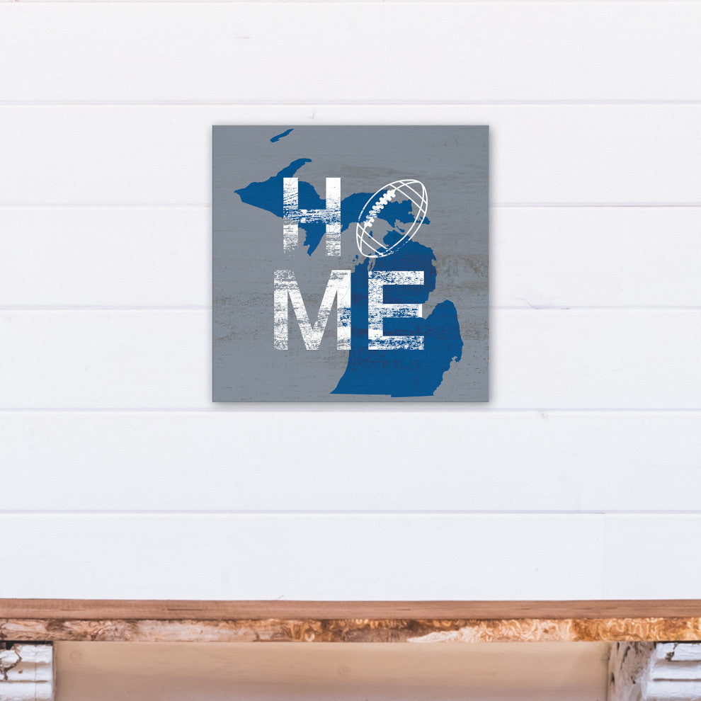 Michigan Football State Pride 16x16 Canvas Wall Art, Gray/Blue