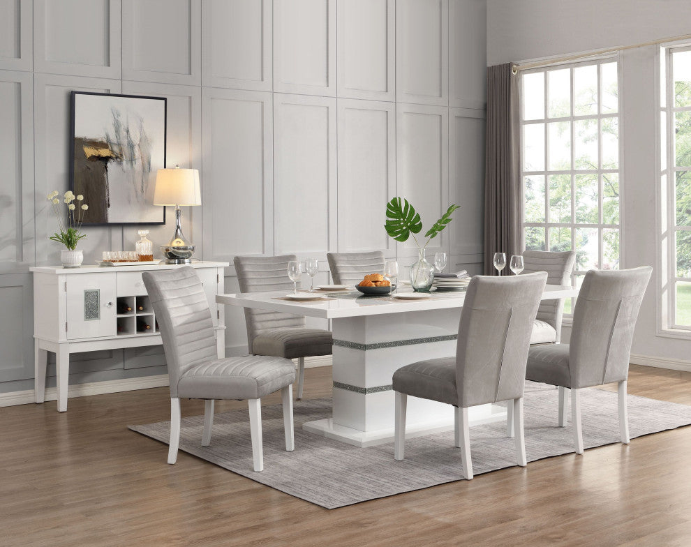 ACME Elizaveta Dining Table, Gray Velvet