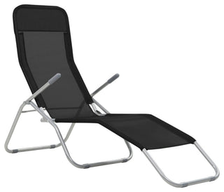 vidaXL Folding Sun Loungers 2-Piece Textilene Black