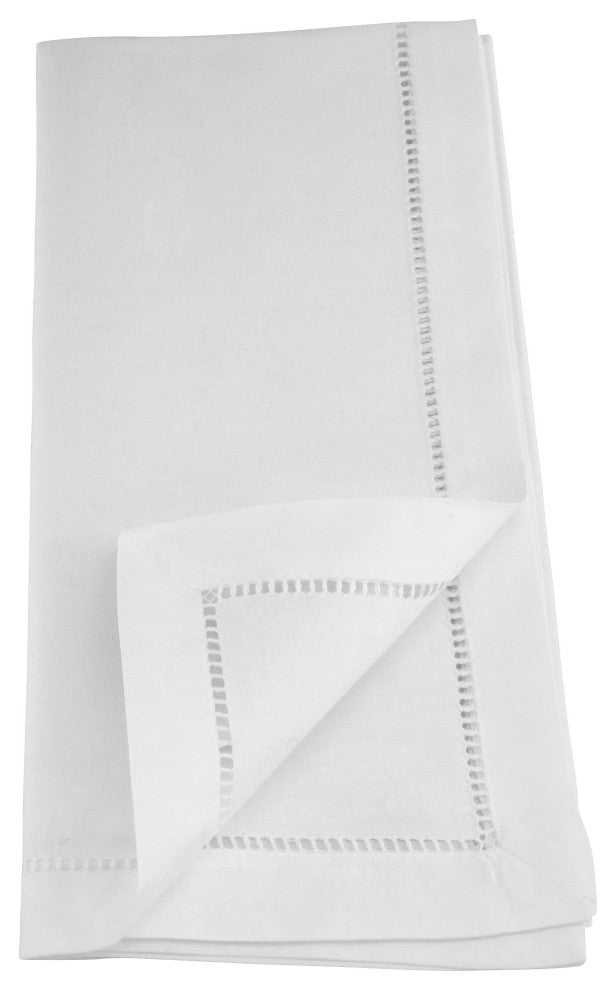 Hemstitch Napkins With Embroidered Pink Hydrangea Design, Set of 6, 20" x 20"