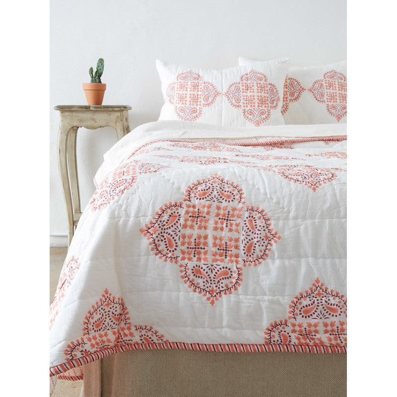 Gia Quilt Set, Peach, King