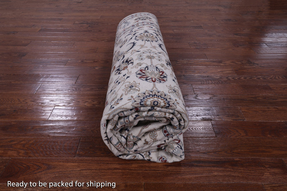 8' 11" X 12' 3" Hand-Knotted Persian Nain Wool and Silk Rug Q9350