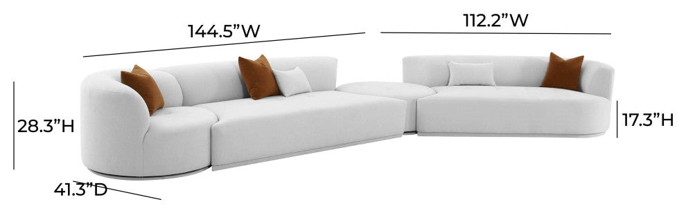 Fickle Grey Velvet 4-Piece Modular RAF Sectional - Grey