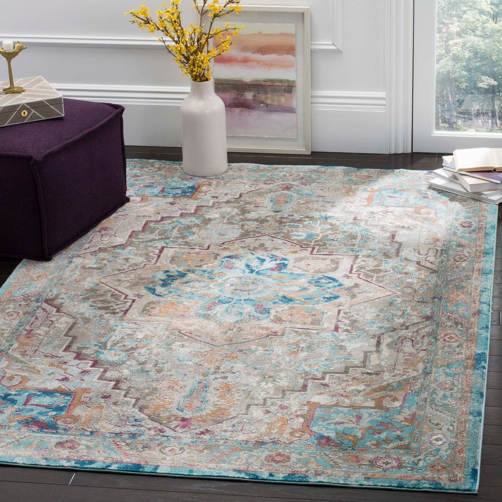Safavieh Aria Ara119E Vintage/Distressed Rug, Beige/Blue, 5'1"x7'6"
