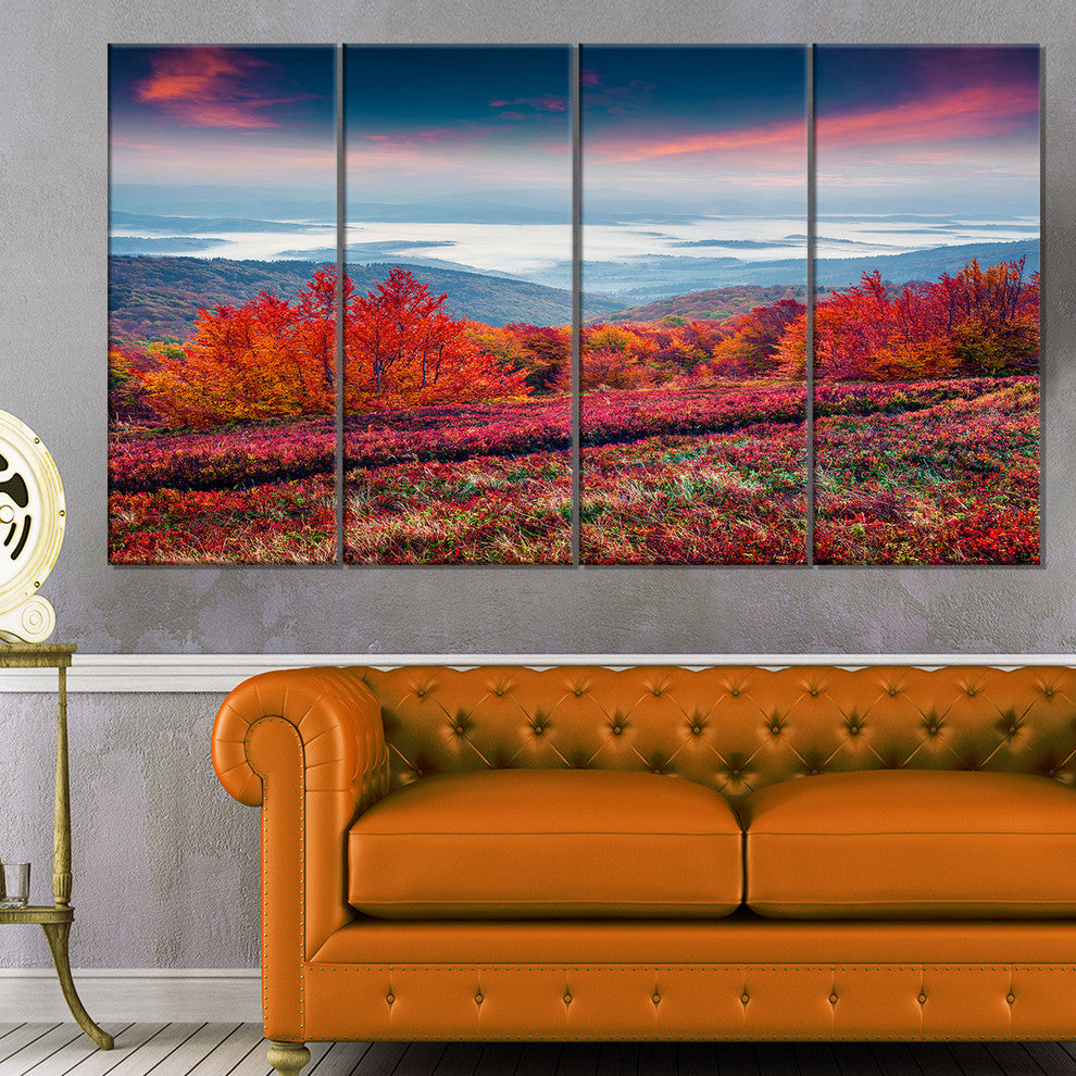 Autumn in the Carpathian Mountains, Landscape Canvas Print, 48"x28", 4 Panels