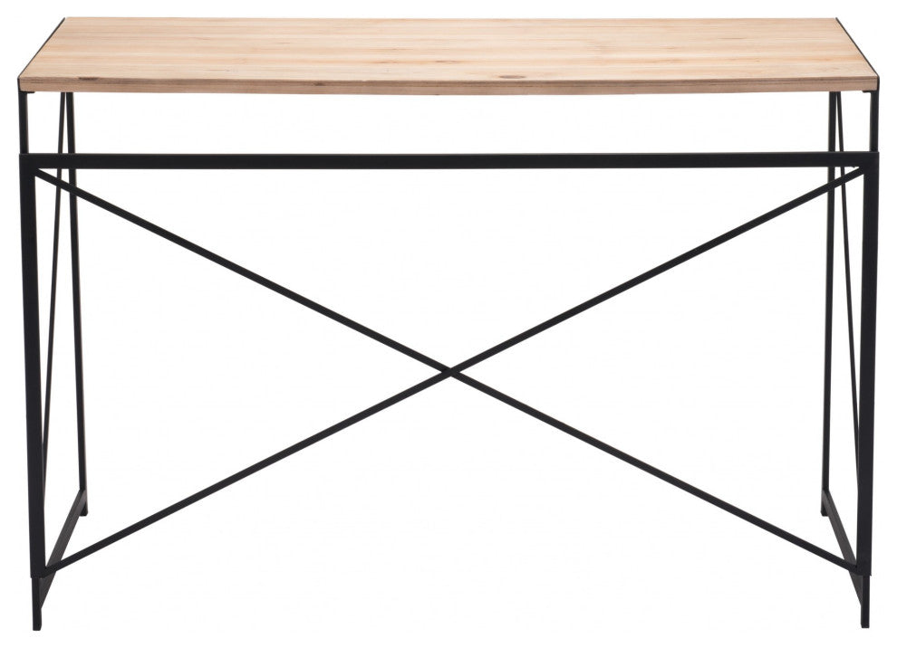 Light Natural Wood and Black Table Desk