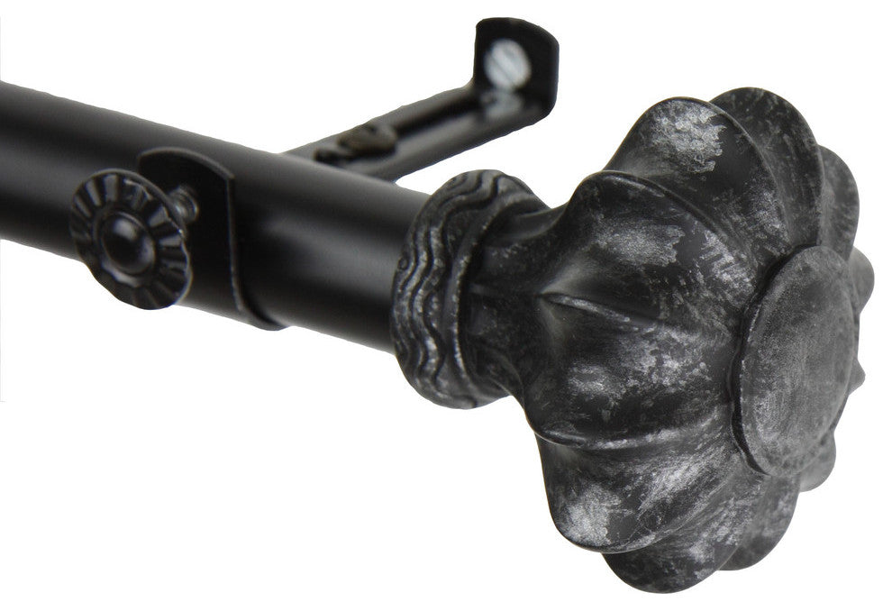 Maurice 13/16" 4-Sided Bay Window Curtain Rod, Black