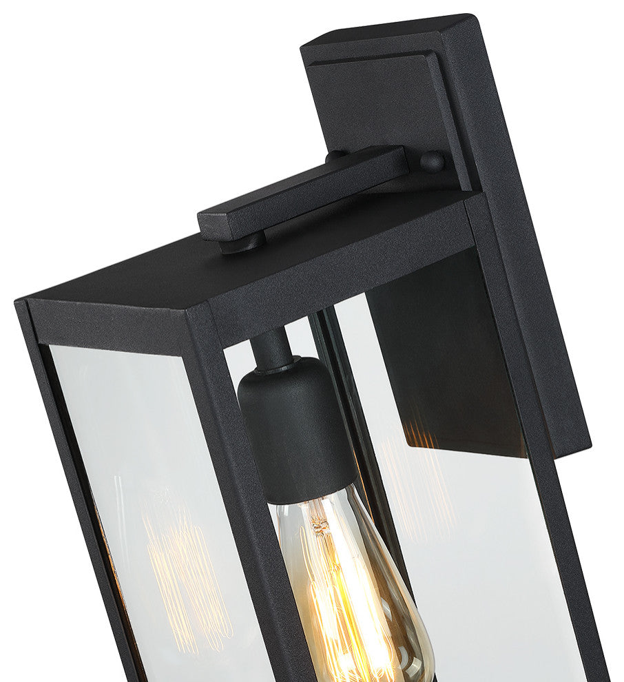 15"H Outdoor Black Modern Wall Lantern Sconce Light