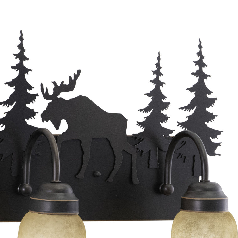 Bryce Bronze Rustic Bathroom Wall Fixture, Moose, 3-Light