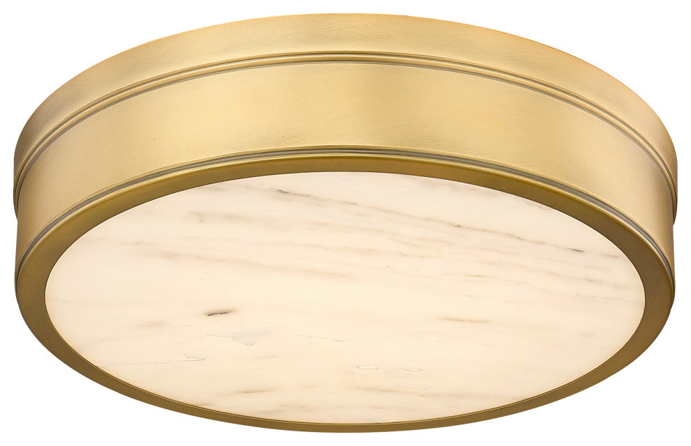 Z-LITE 1-Light Flush Mount, Rubbed Brass