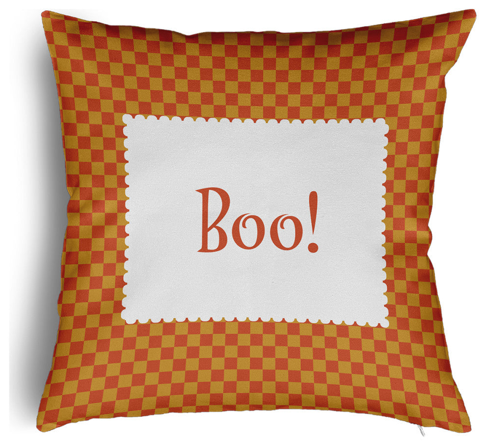 Halloween Boo Checks Accent Pillow With Removable Insert, Rust, 20"x20"