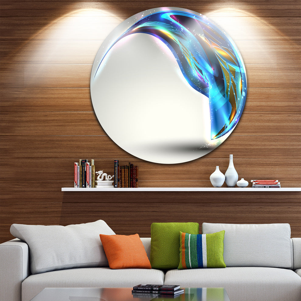 Fantastic Abstract Illustration, Contemporary Disc Metal Artwork, 23"