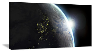 "Earth View With Day and Night Effect" Digital Art Canvas Print