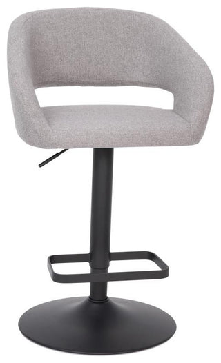 Erik Contemporary Vinyl Adjustable Height Barstool with Rounded Mid-Back, Gray F