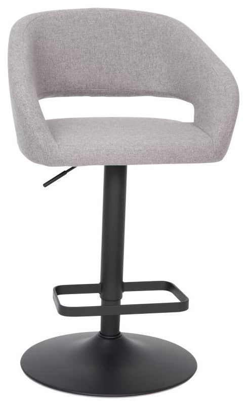 Erik Contemporary Vinyl Adjustable Height Barstool with Rounded Mid-Back, Gray F