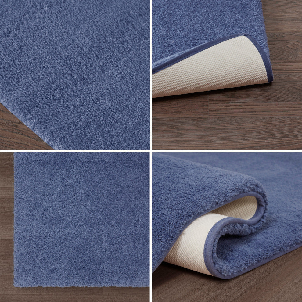 Madison Park Signature Quick-Dry Bathroom Rugs, Blue, 20x24" Contour
