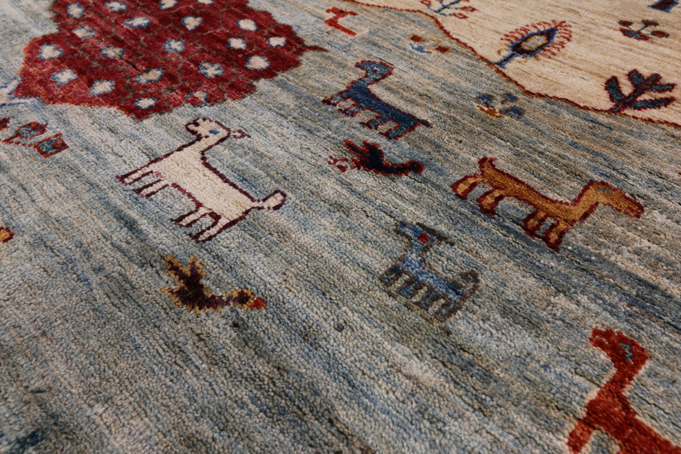 Tribal Persian Gabbeh Hand-Knotted Rug 8' 1" X 9' 9" Q8227