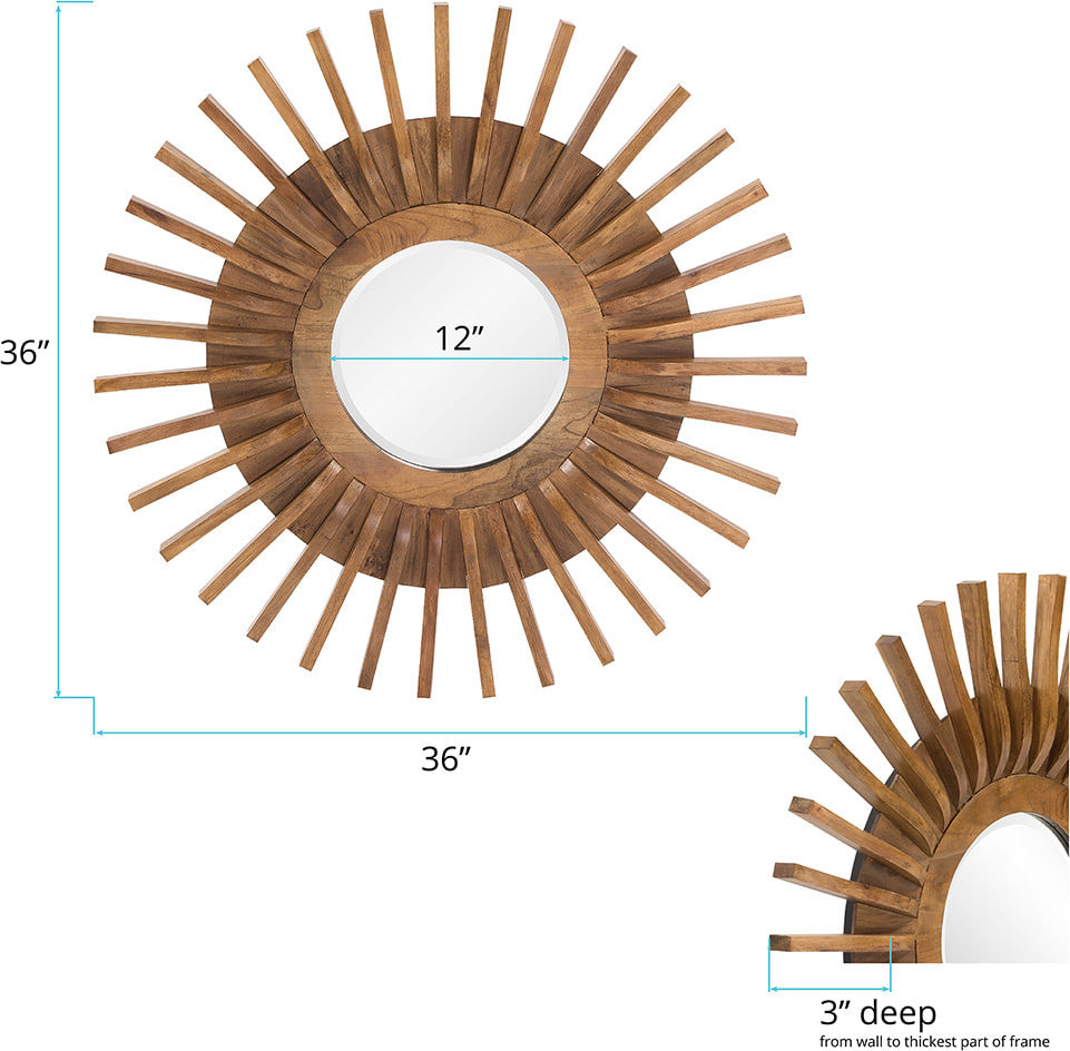 Howard Elliott Carver Wooden Round Mirror