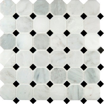 Octagon Honed Tile, Arabescato Carrara, 50 Sq. ft., 2"
