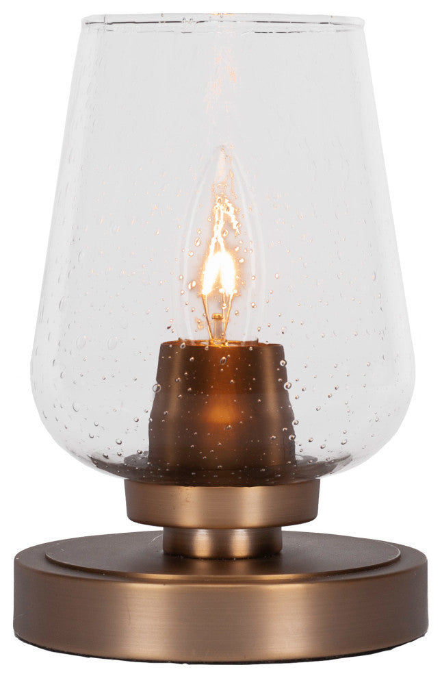 Luna 1-Light Table Lamp, New Age Brass/Clear Bubble