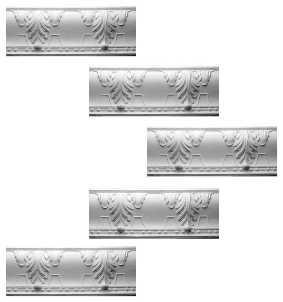 Cornice White Urethane Autumn Melody Design 5 Pieces Totaling 396.875" Length
