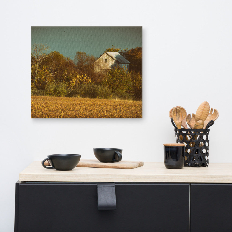 Canvas Wall Decor: Abandoned Barn - Aged Rural Landscape Photo, 16" X 20"