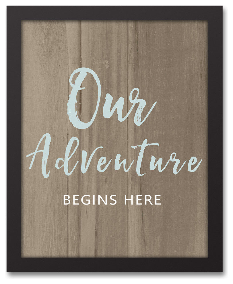 Our Adventure Begins Here 11x14 Black Framed Canvas