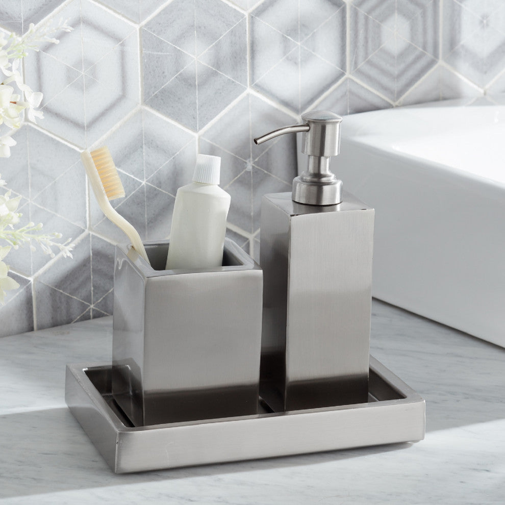 Modern Bath Satin, 3-Piece Bathroom Accessory Set