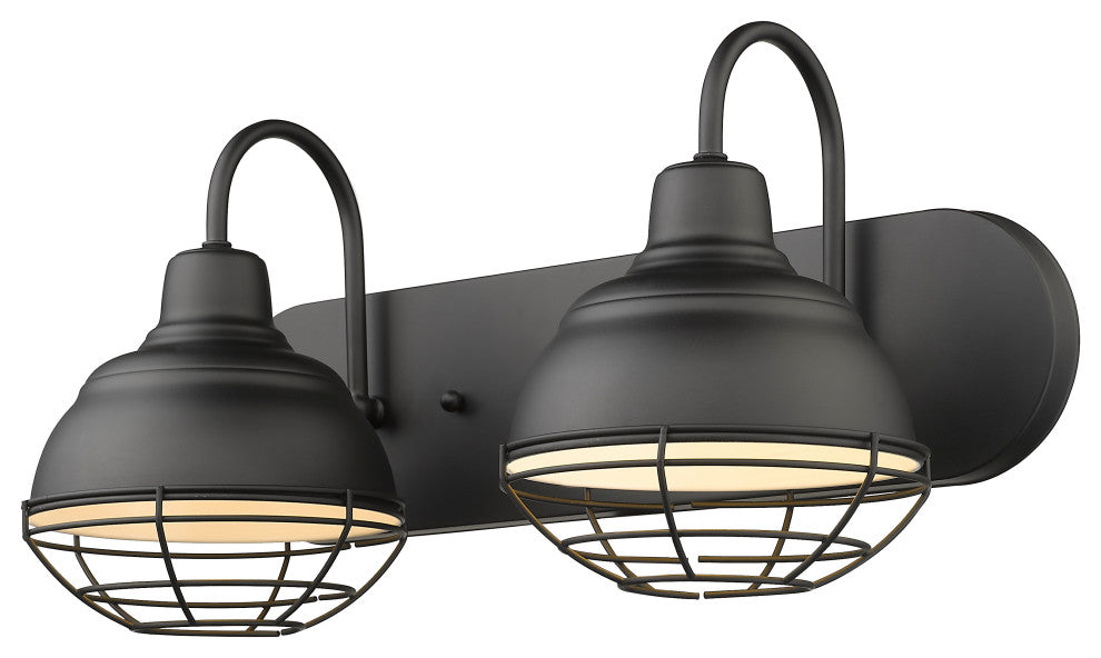 2-Light 18" Matte Black Neo-Industrial, Vanity Light
