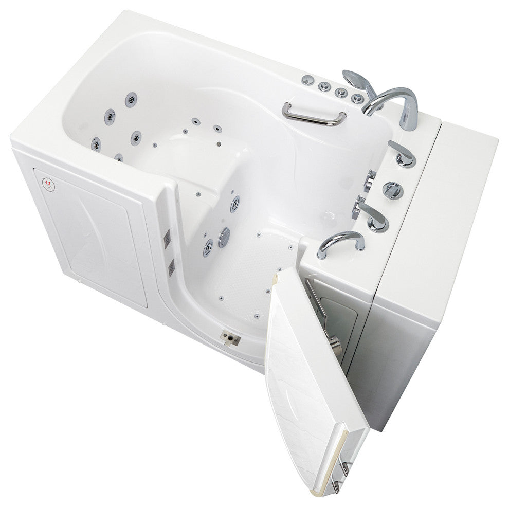 Capri 30x52 Acrylic Massage Walk-In Bathtub with Outward Swing Door, Right Drain