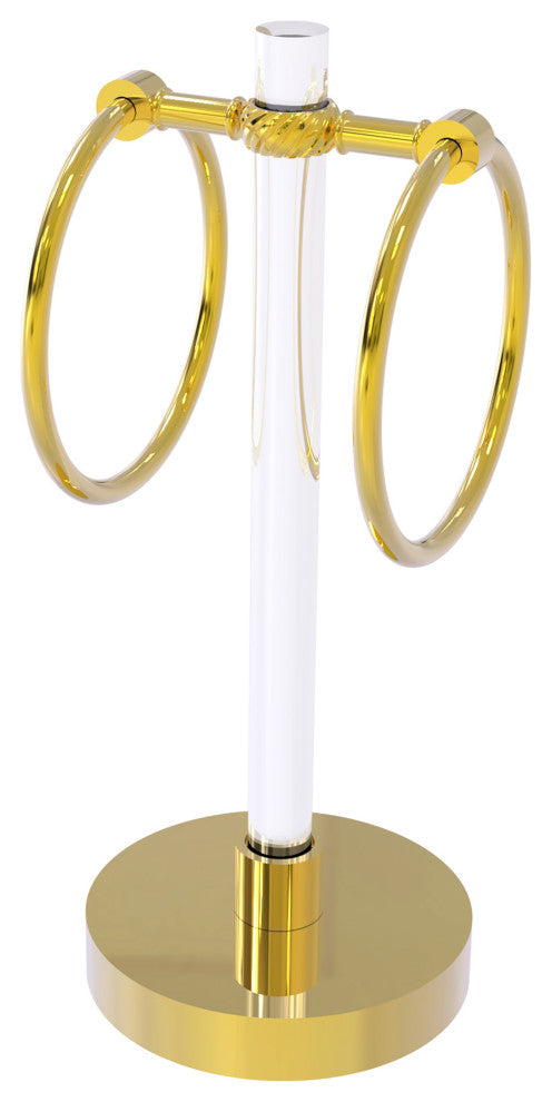 Clearview Vanity Guest Towel Ring with Twisted Accents, Polished Brass