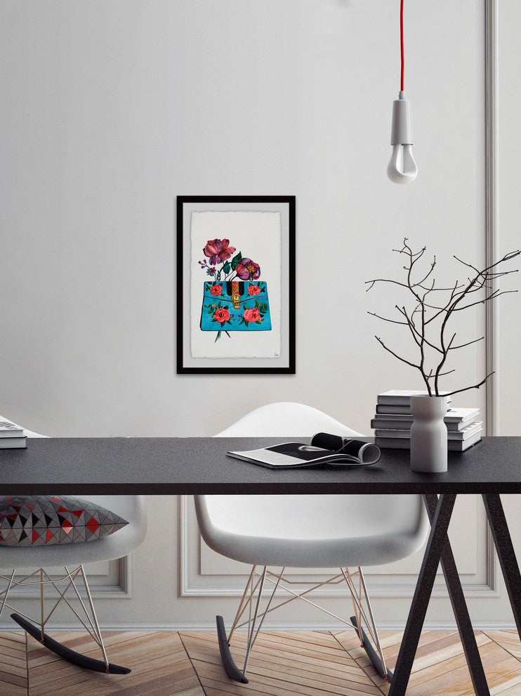 "Blue Purse" Framed Painting Print, 16"x24"