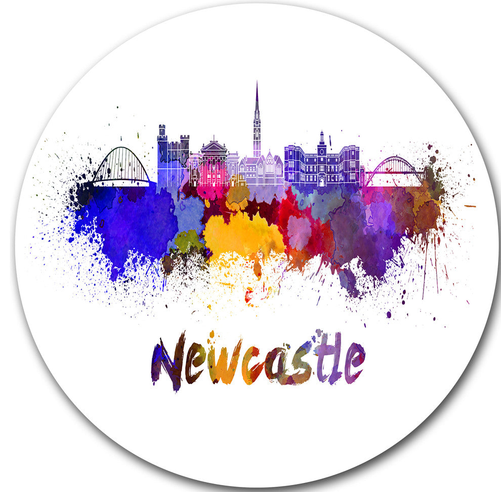 Newcastle Skyline, Cityscape Round Wall Art, 36"