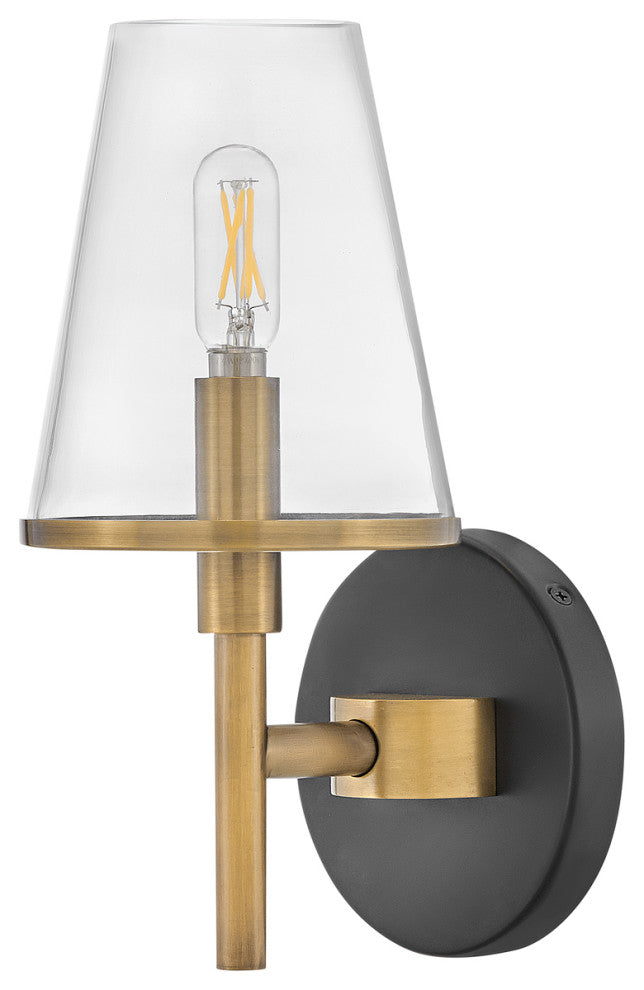 Hinkley Marten 5" Single Light Bath Vanity Fixture, Heritage Brass + Black