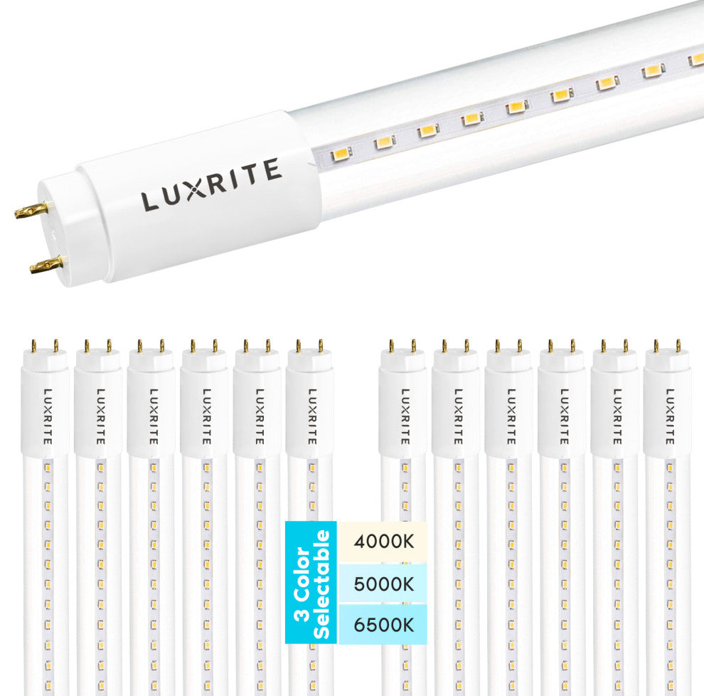 Luxrite 12-Pack 4FT T8 LED Tube Light 18W 3 Color Option 2340 Lumens
