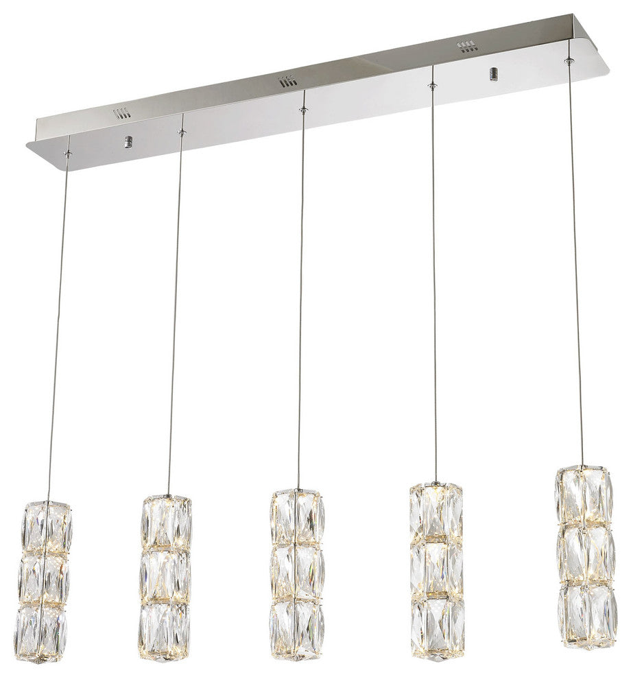Elegant Lighting Polaris Collection Pendant, Elegant Cut Crystals, Chrome