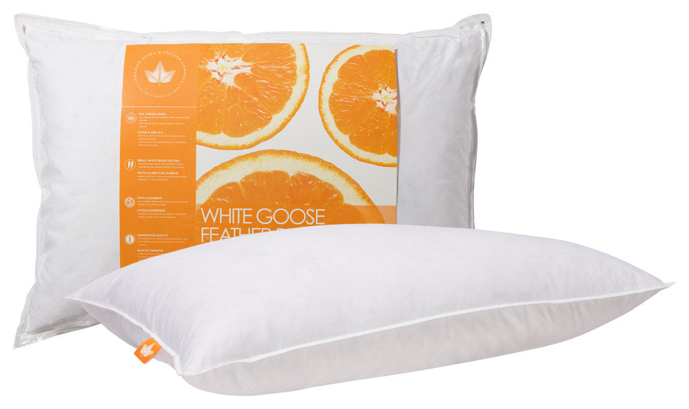 White Goose Feather Pillow, Queen, Medium Support