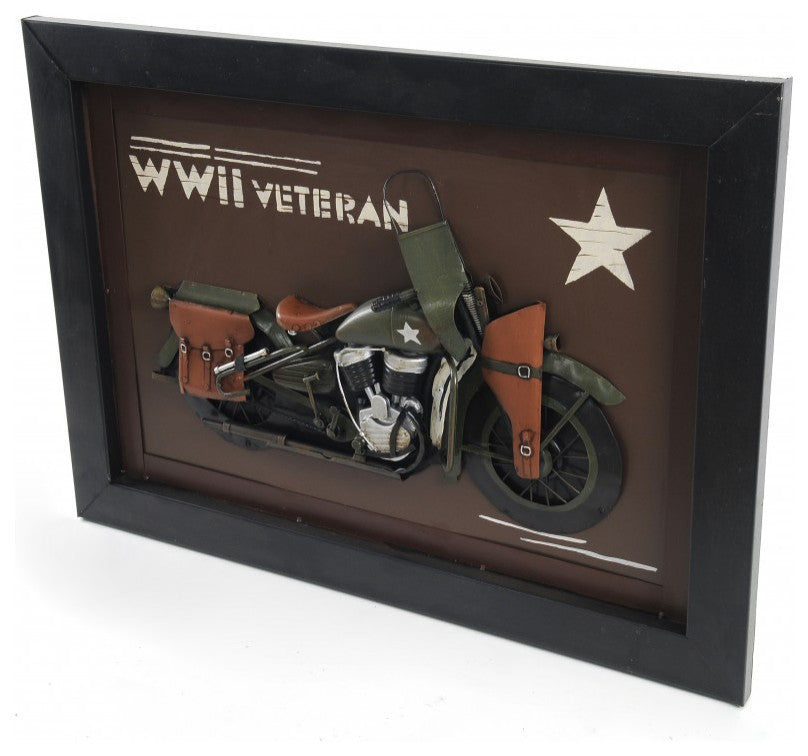 WWII Harley Motorcycle Wall Sculpture