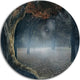 Big Trees In Dark Foggy Forest, Landscape Round Metal Wall Art, 11"