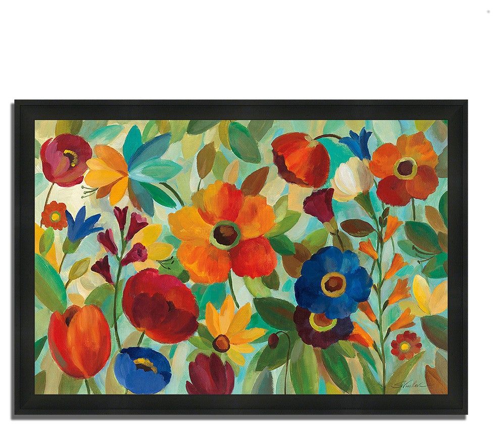 "Summer Floral V" By Silvia Vassileva, Framed Painting Print, Ready To Hang